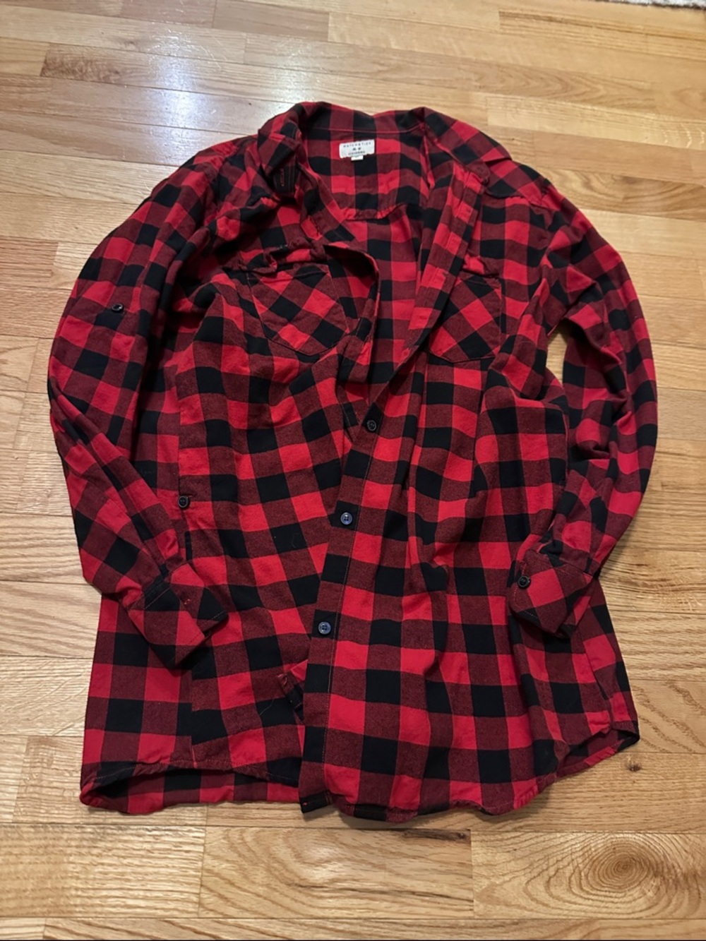 Women’s Red and Black Buffalo Plaid Button-Down Shirt